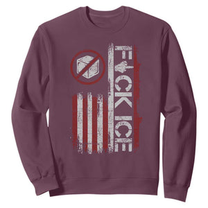 Fck Ice Sweatshirt Retro US Flag Subtle FDT Protest TS10 Maroon Print Your Wear