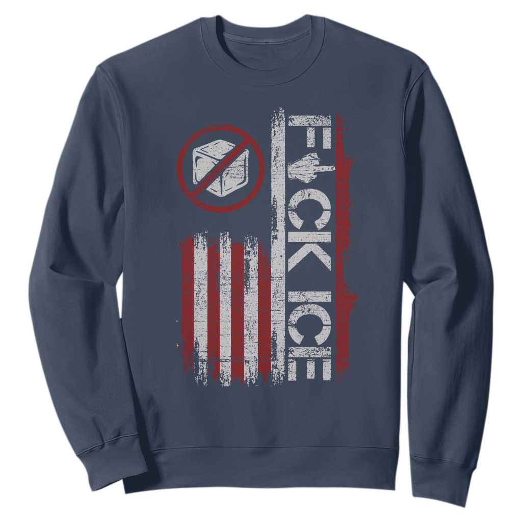Fck Ice Sweatshirt Retro US Flag Subtle FDT Protest TS10 Navy Print Your Wear