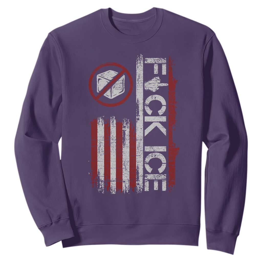 Fck Ice Sweatshirt Retro US Flag Subtle FDT Protest TS10 Purple Print Your Wear