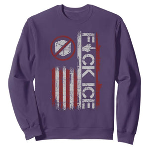 Fck Ice Sweatshirt Retro US Flag Subtle FDT Protest TS10 Purple Print Your Wear