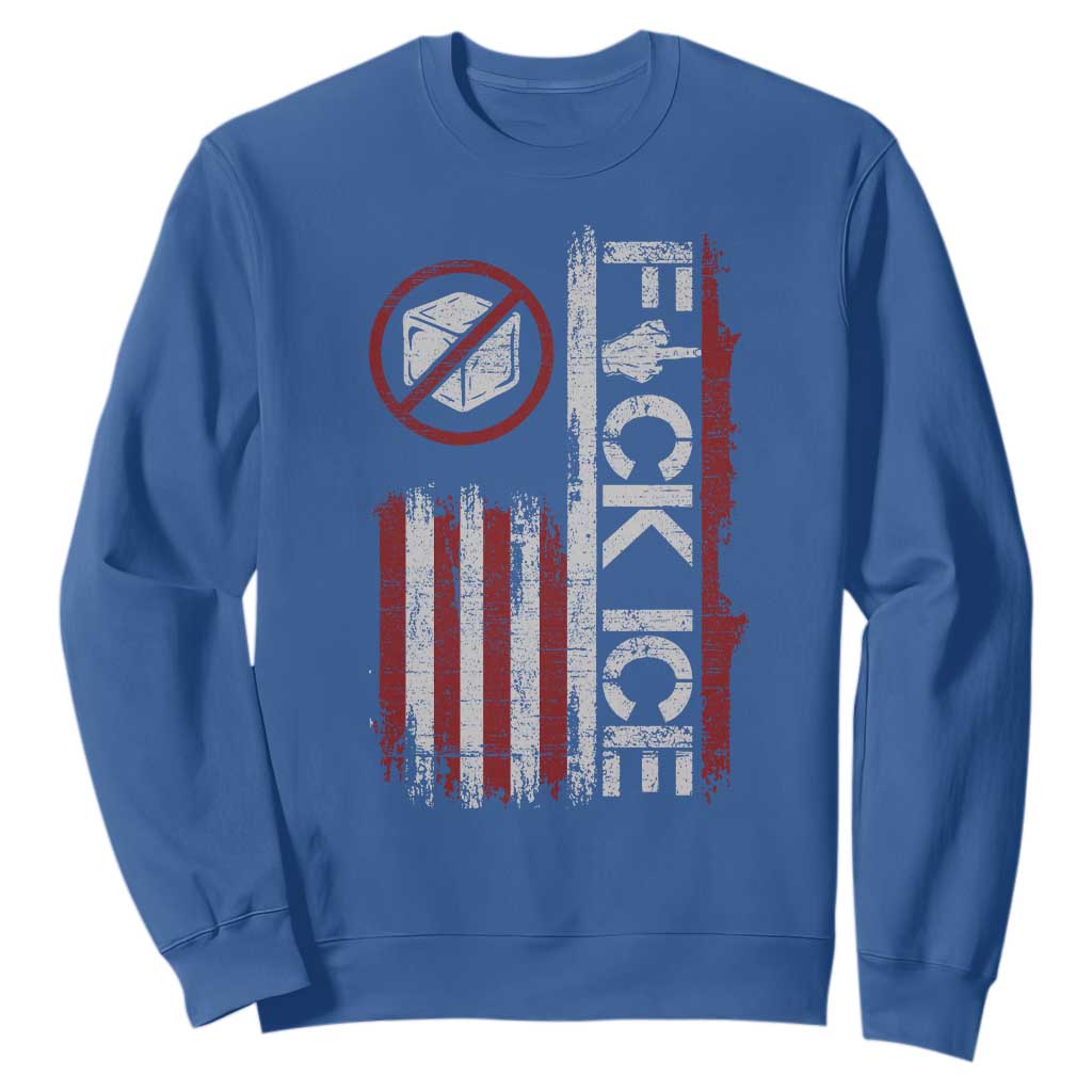 Fck Ice Sweatshirt Retro US Flag Subtle FDT Protest TS10 Royal Blue Print Your Wear