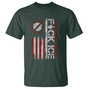 Fck Ice T Shirt Retro US Flag Subtle FDT Protest TS10 Dark Forest Green Print Your Wear