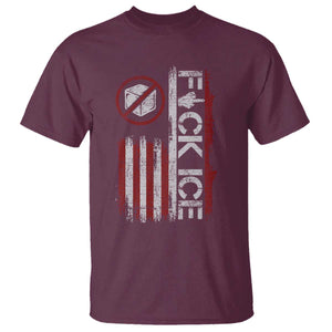 Fck Ice T Shirt Retro US Flag Subtle FDT Protest TS10 Maroon Print Your Wear