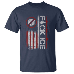 Fck Ice T Shirt Retro US Flag Subtle FDT Protest TS10 Navy Print Your Wear