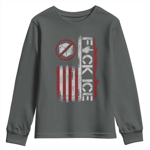 Fck Ice Youth Sweatshirt Retro US Flag Subtle FDT Protest TS10 Dark Heather Print Your Wear