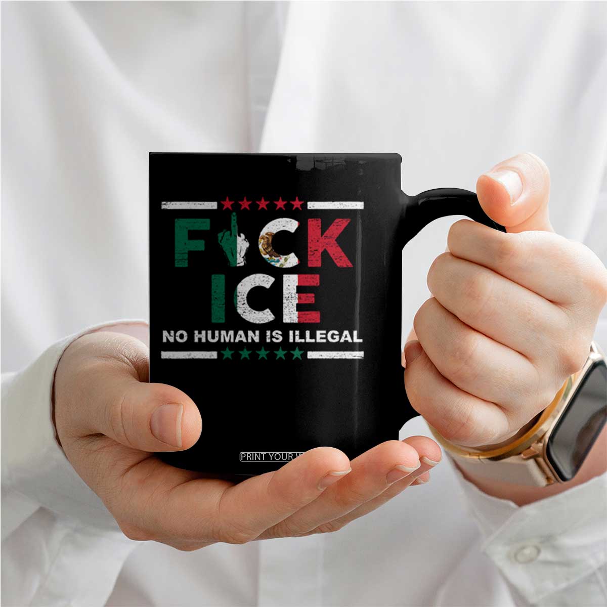 Fck Ice Coffee Mug Mexico Flag Mexican Immigrant Anti Immigration Enforcement TS10 Print Your Wear