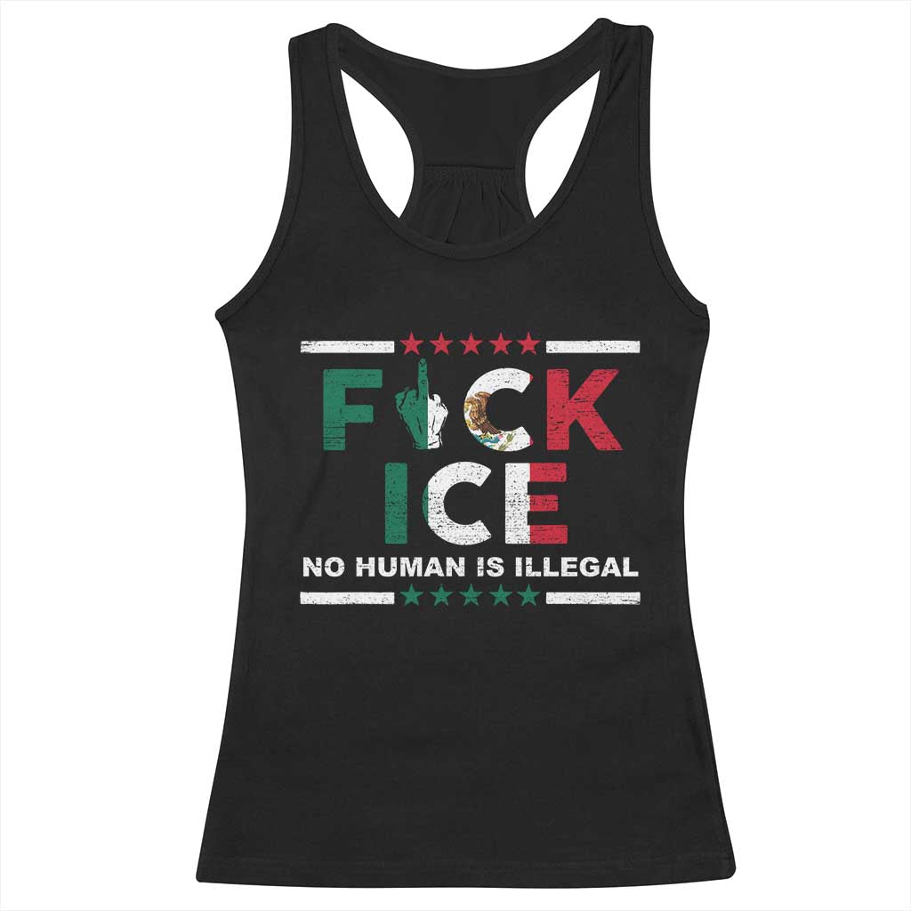Fck Ice Racerback Tank Top Mexico Flag Mexican Immigrant Anti Immigration Enforcement TS10 Black Print Your Wear