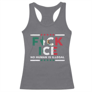 Fck Ice Racerback Tank Top Mexico Flag Mexican Immigrant Anti Immigration Enforcement TS10 Charcoal Print Your Wear