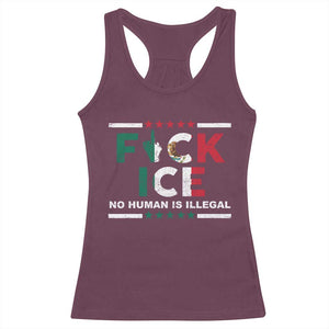 Fck Ice Racerback Tank Top Mexico Flag Mexican Immigrant Anti Immigration Enforcement TS10 Maroon Print Your Wear