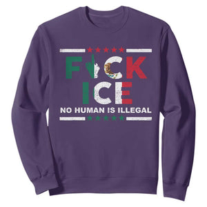 Fck Ice Sweatshirt Mexico Flag Mexican Immigrant Anti Immigration Enforcement TS10 Purple Print Your Wear