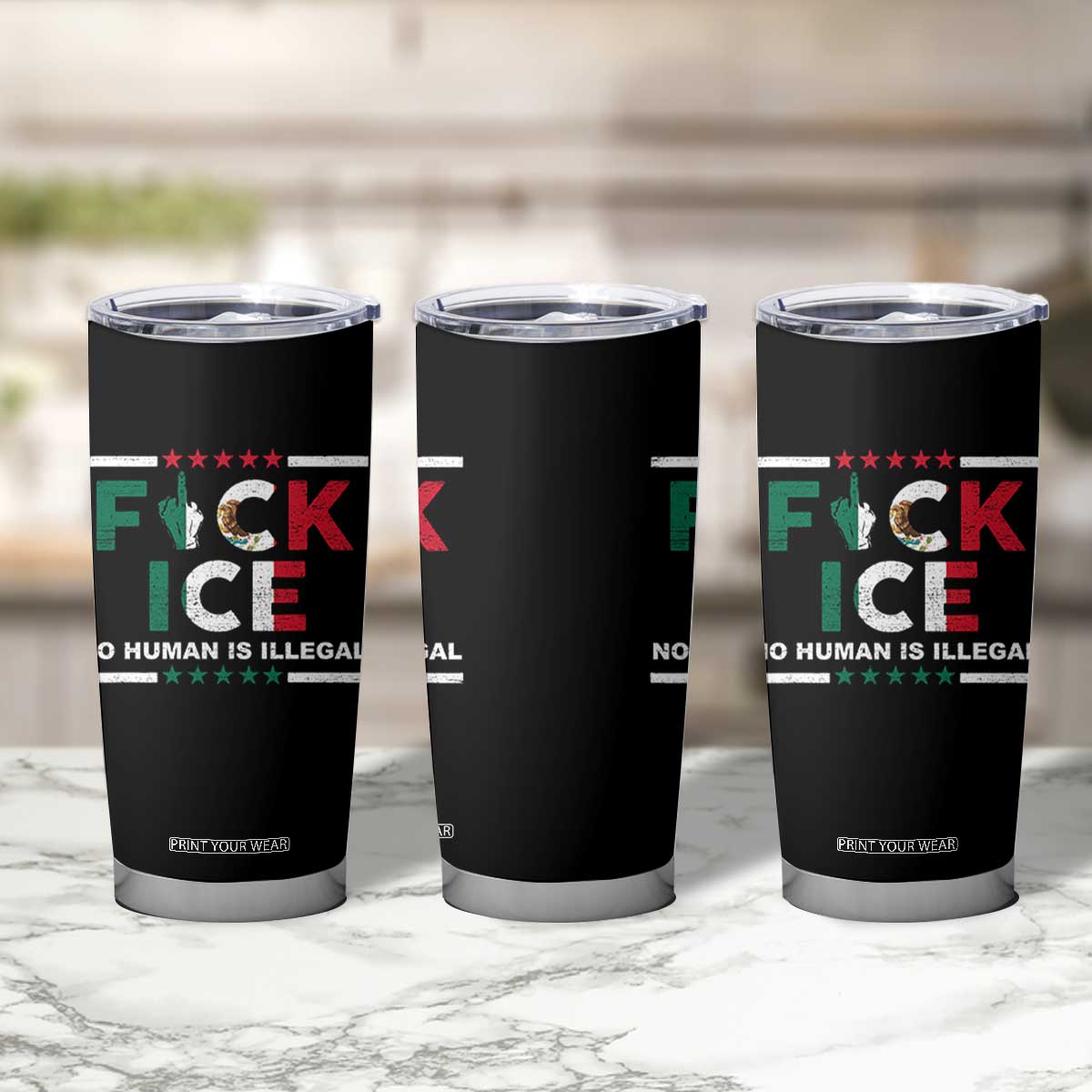 Fck Ice Tumbler Cup Mexico Flag Mexican Immigrant Anti Immigration Enforcement TS10 Print Your Wear