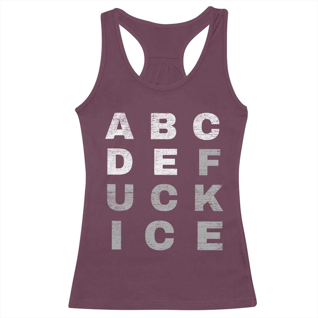 Fck Ice Racerback Tank Top Chinga La Migra Subtle FDT TS10 Maroon Print Your Wear