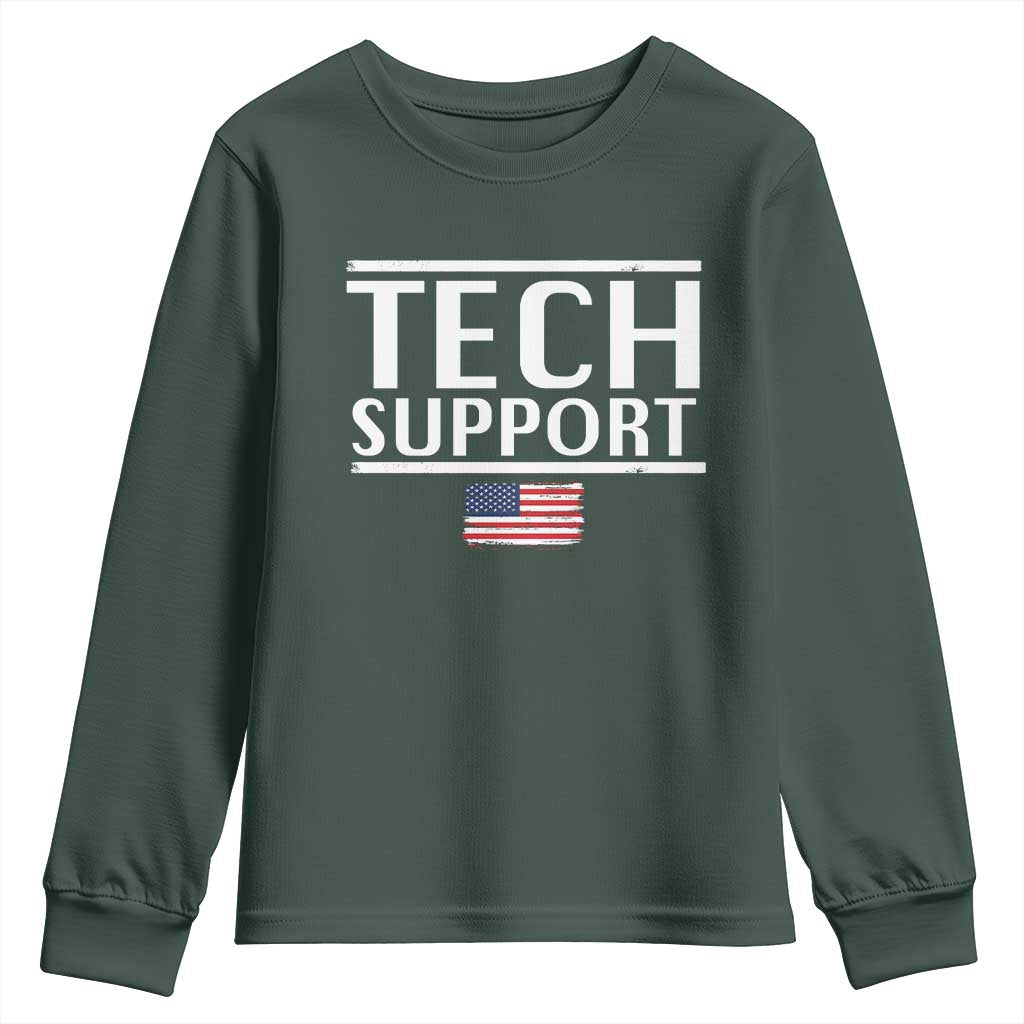 Tech Support Youth Sweatshirt IT Support Programmer Engineer Elon Musk TS10 Dark Forest Green Print Your Wear