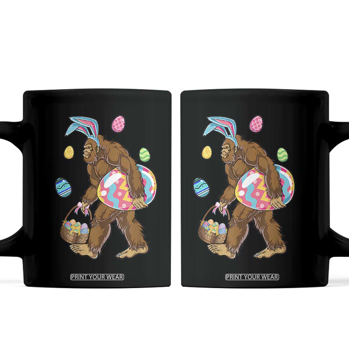 Bigfoot Easter Coffee Mug Funny Sasquatch Eggs Hunting TS10 Black Print Your Wear