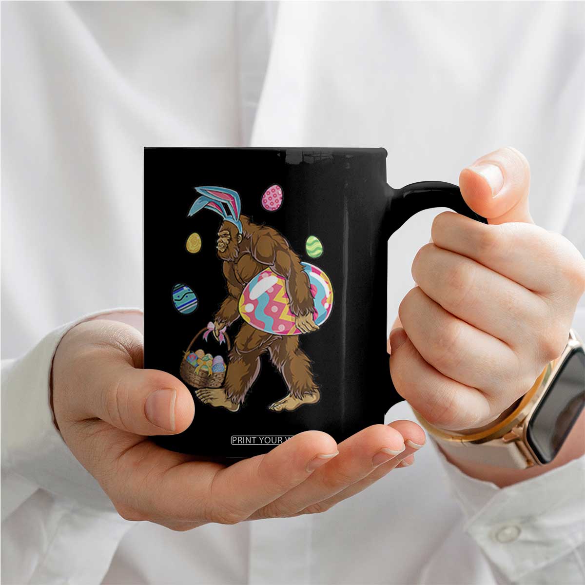 Bigfoot Easter Coffee Mug Funny Sasquatch Eggs Hunting TS10 Print Your Wear