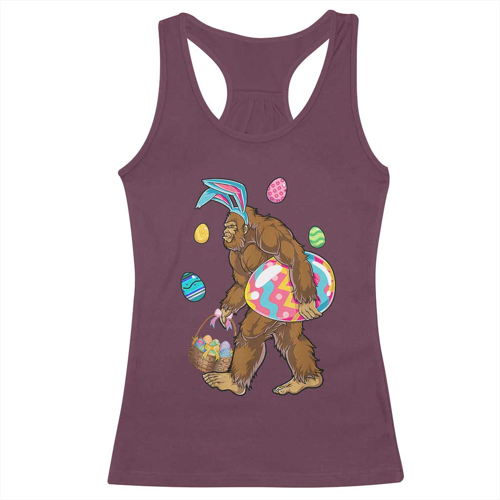Bigfoot Easter Racerback Tank Top Funny Sasquatch Eggs Hunting TS10 Maroon Print Your Wear