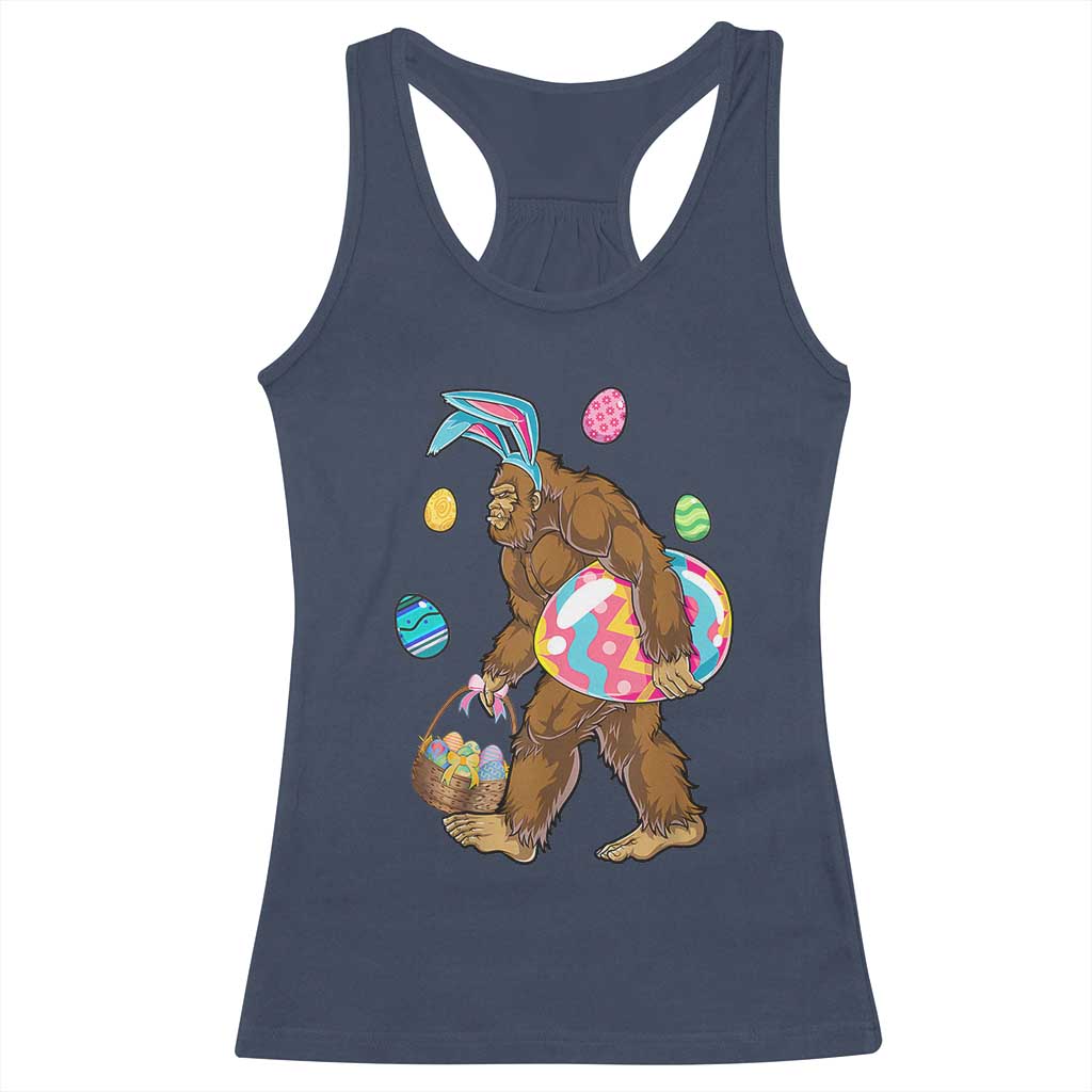 Bigfoot Easter Racerback Tank Top Funny Sasquatch Eggs Hunting TS10 Navy Print Your Wear