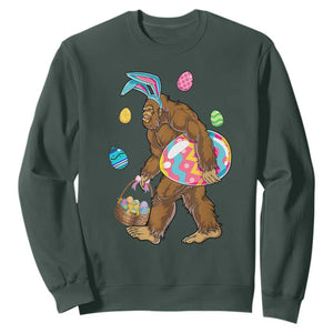 Bigfoot Easter Sweatshirt Funny Sasquatch Eggs Hunting TS10 Dark Forest Green Print Your Wear