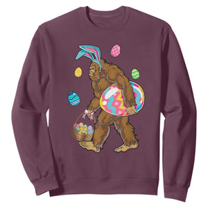 Bigfoot Easter Sweatshirt Funny Sasquatch Eggs Hunting TS10 Maroon Print Your Wear