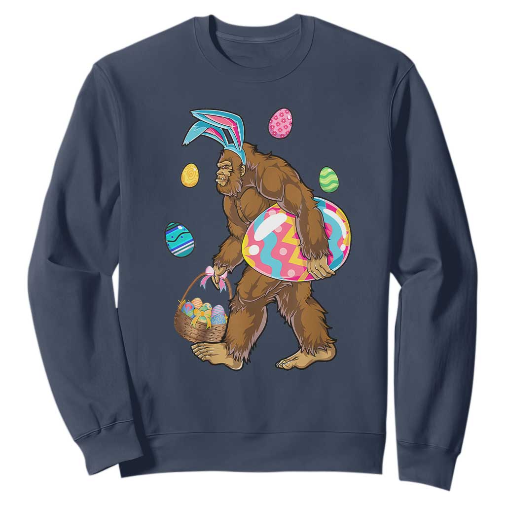 Bigfoot Easter Sweatshirt Funny Sasquatch Eggs Hunting TS10 Navy Print Your Wear