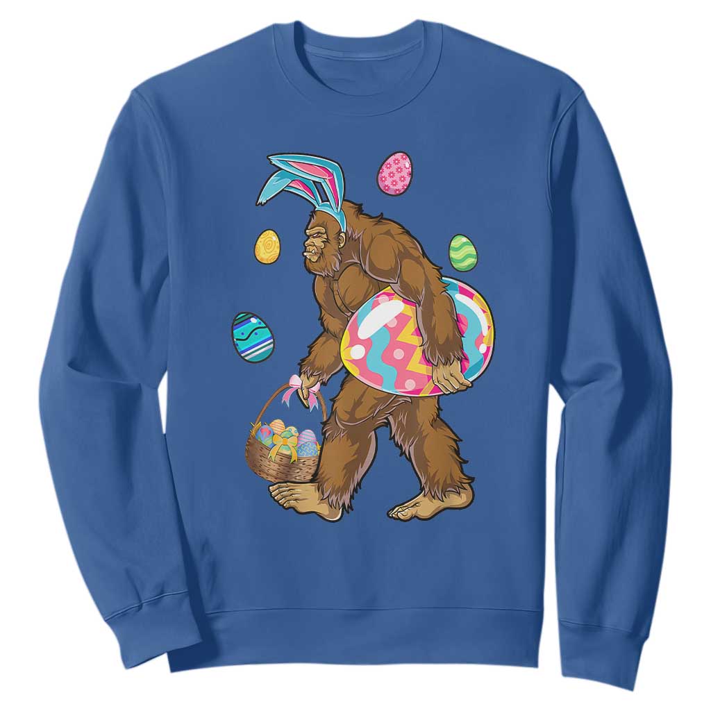 Bigfoot Easter Sweatshirt Funny Sasquatch Eggs Hunting TS10 Royal Blue Print Your Wear