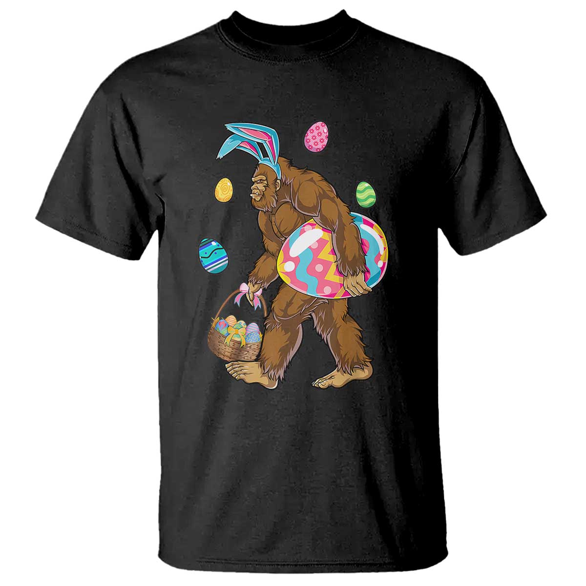 Bigfoot Easter T Shirt Funny Sasquatch Eggs Hunting TS10 Black Print Your Wear