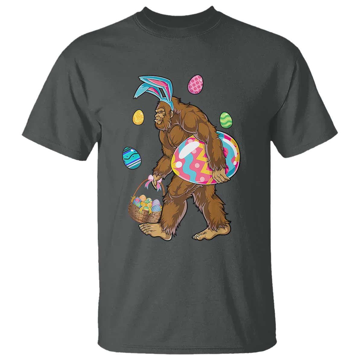 Bigfoot Easter T Shirt Funny Sasquatch Eggs Hunting TS10 Dark Heather Print Your Wear