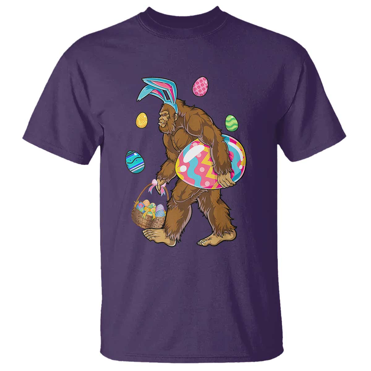 Bigfoot Easter T Shirt Funny Sasquatch Eggs Hunting TS10 Purple Print Your Wear