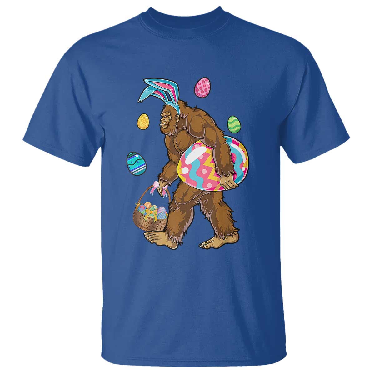 Bigfoot Easter T Shirt Funny Sasquatch Eggs Hunting TS10 Royal Blue Print Your Wear