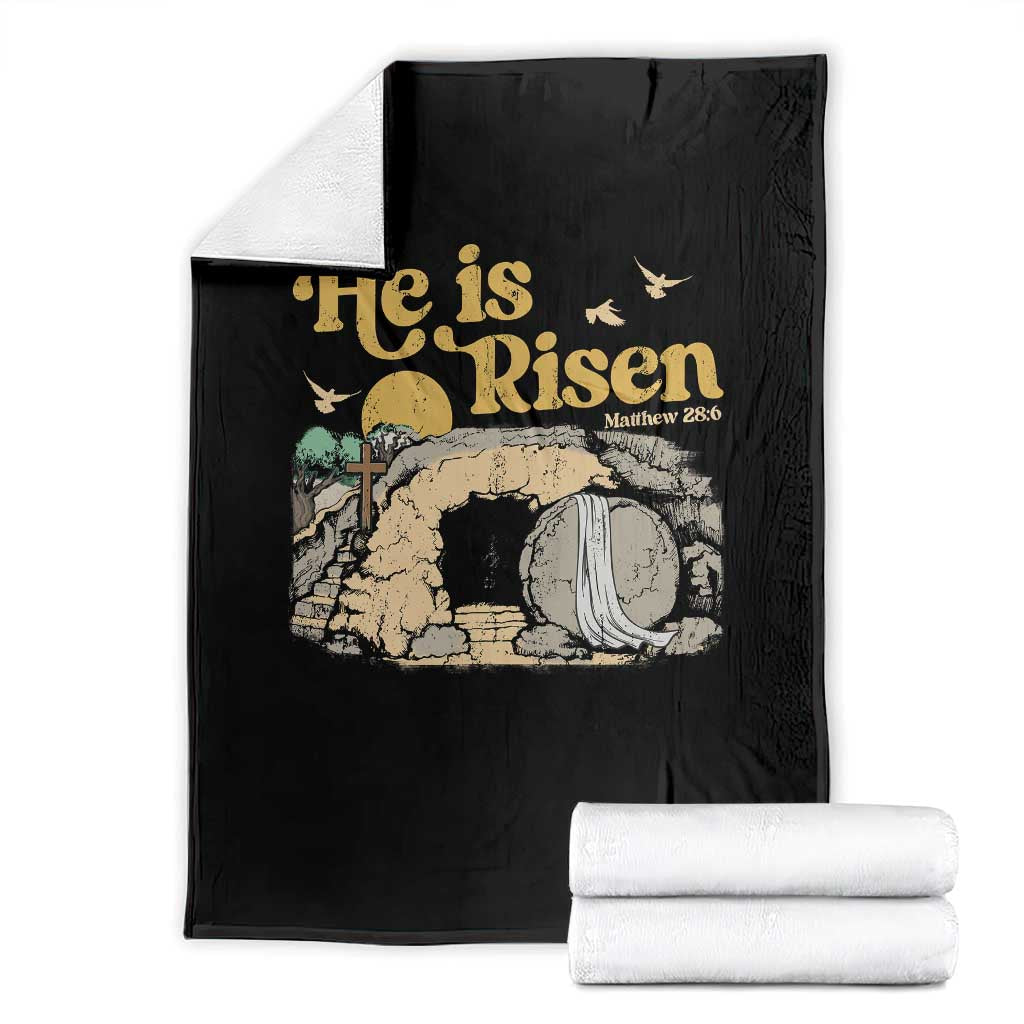 He Is Risen Throw Blanket Retro Vintage Easter Jesus Christian Apparel TS10 Black Print Your Wear