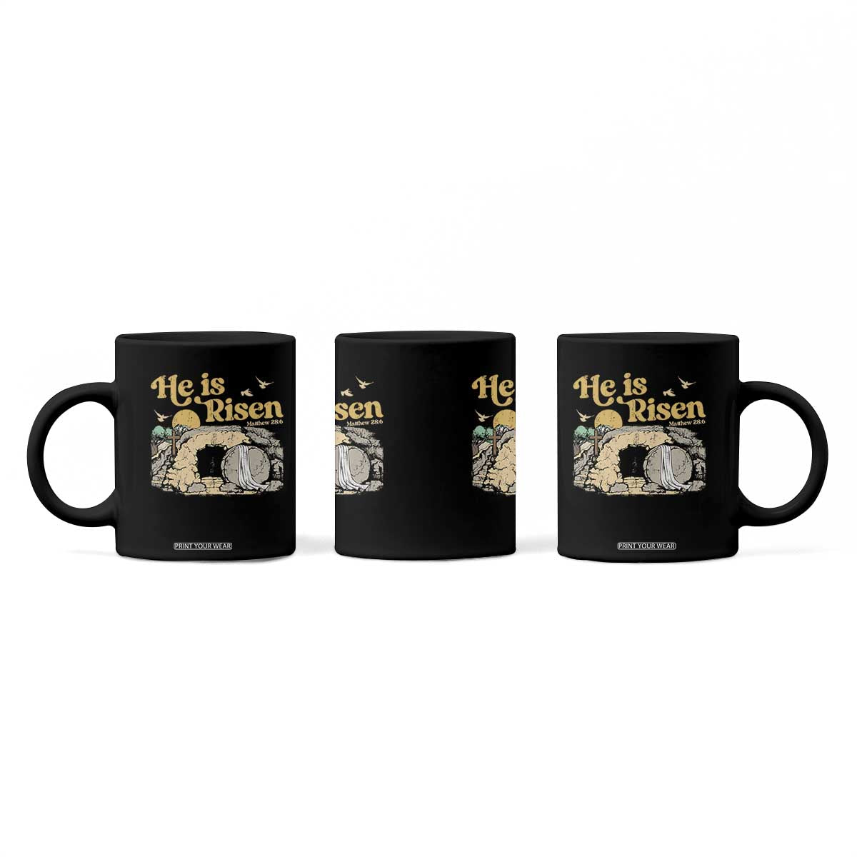 He Is Risen Coffee Mug Retro Vintage Easter Jesus Christian Apparel TS10 Print Your Wear