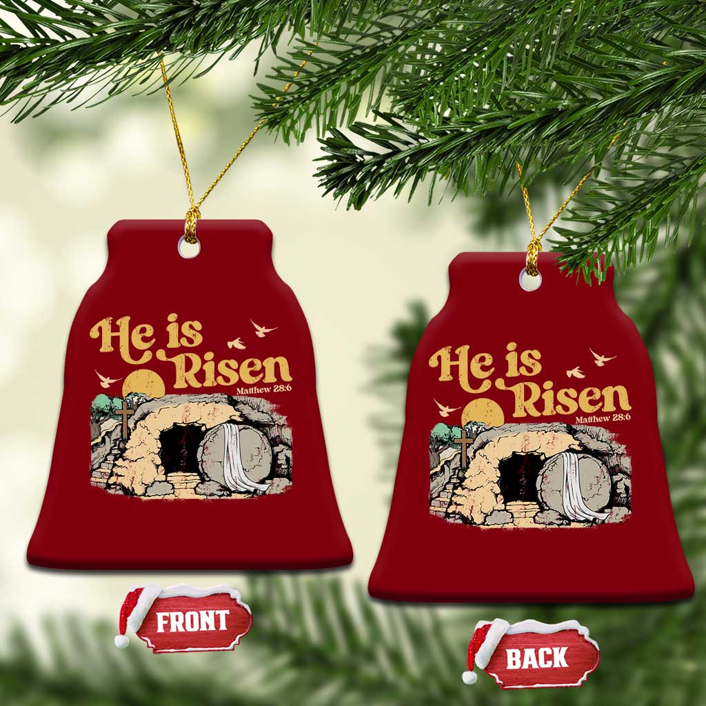He Is Risen Ceramic Ornament Retro Vintage Easter Jesus Christian Apparel TS10 Print Your Wear