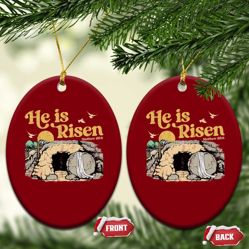 He Is Risen Ceramic Ornament Retro Vintage Easter Jesus Christian Apparel TS10 Print Your Wear