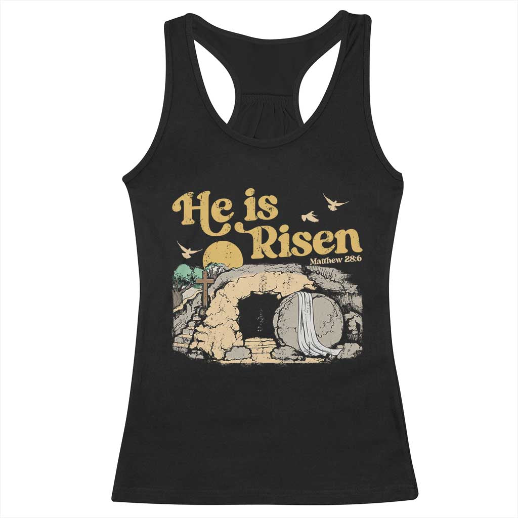 He Is Risen Racerback Tank Top Retro Vintage Easter Jesus Christian Apparel TS10 Black Print Your Wear