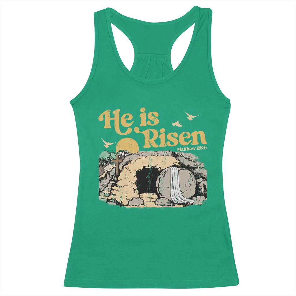 He Is Risen Racerback Tank Top Retro Vintage Easter Jesus Christian Apparel TS10 Irish Green Print Your Wear
