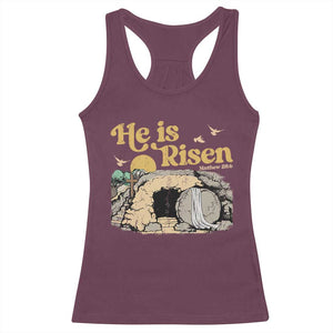 He Is Risen Racerback Tank Top Retro Vintage Easter Jesus Christian Apparel TS10 Maroon Print Your Wear