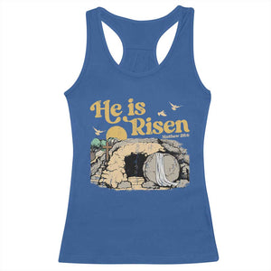 He Is Risen Racerback Tank Top Retro Vintage Easter Jesus Christian Apparel TS10 Royal Blue Print Your Wear