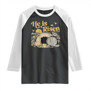 He Is Risen Raglan Shirt Retro Vintage Easter Jesus Christian Apparel TS10 Black White Print Your Wear
