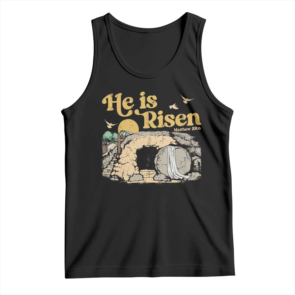 He Is Risen Tank Top Retro Vintage Easter Jesus Christian Apparel TS10 Black Print Your Wear
