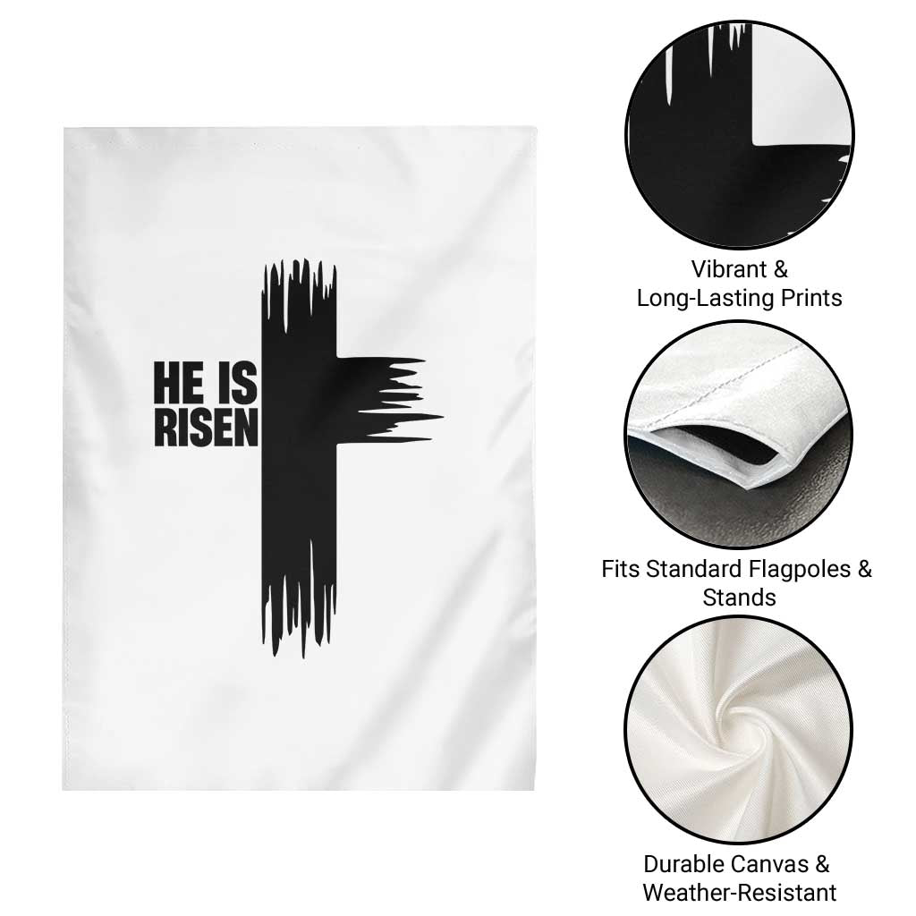 He Is Risen Garden Flag Christian Easter Cross TS10 Print Your Wear