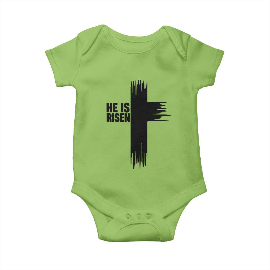 He Is Risen Baby Onesie Christian Easter Cross TS10 Lime Print Your Wear