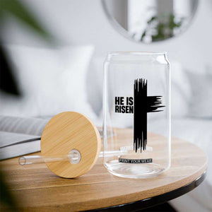 He Is Risen Glass Can Christian Easter Cross TS10 Print Your Wear