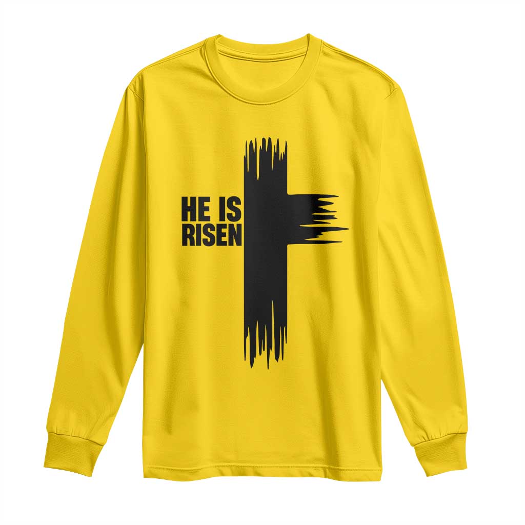 He Is Risen Long Sleeve Shirt Christian Easter Cross TS10 Daisy Print Your Wear