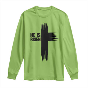 He Is Risen Long Sleeve Shirt Christian Easter Cross TS10 Lime Print Your Wear