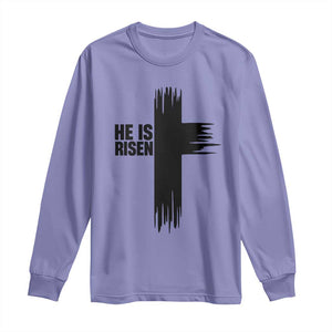 He Is Risen Long Sleeve Shirt Christian Easter Cross TS10 Violet Print Your Wear