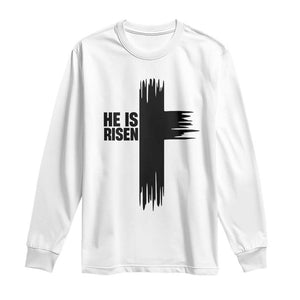 He Is Risen Long Sleeve Shirt Christian Easter Cross TS10 White Print Your Wear