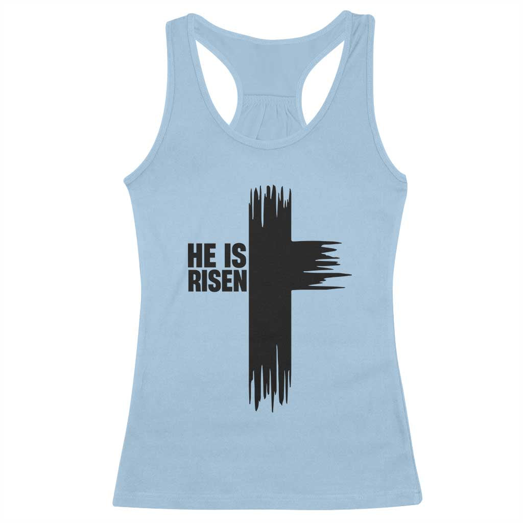 He Is Risen Racerback Tank Top Christian Easter Cross TS10 Light Blue Print Your Wear
