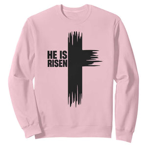 He Is Risen Sweatshirt Christian Easter Cross TS10 Light Pink Print Your Wear