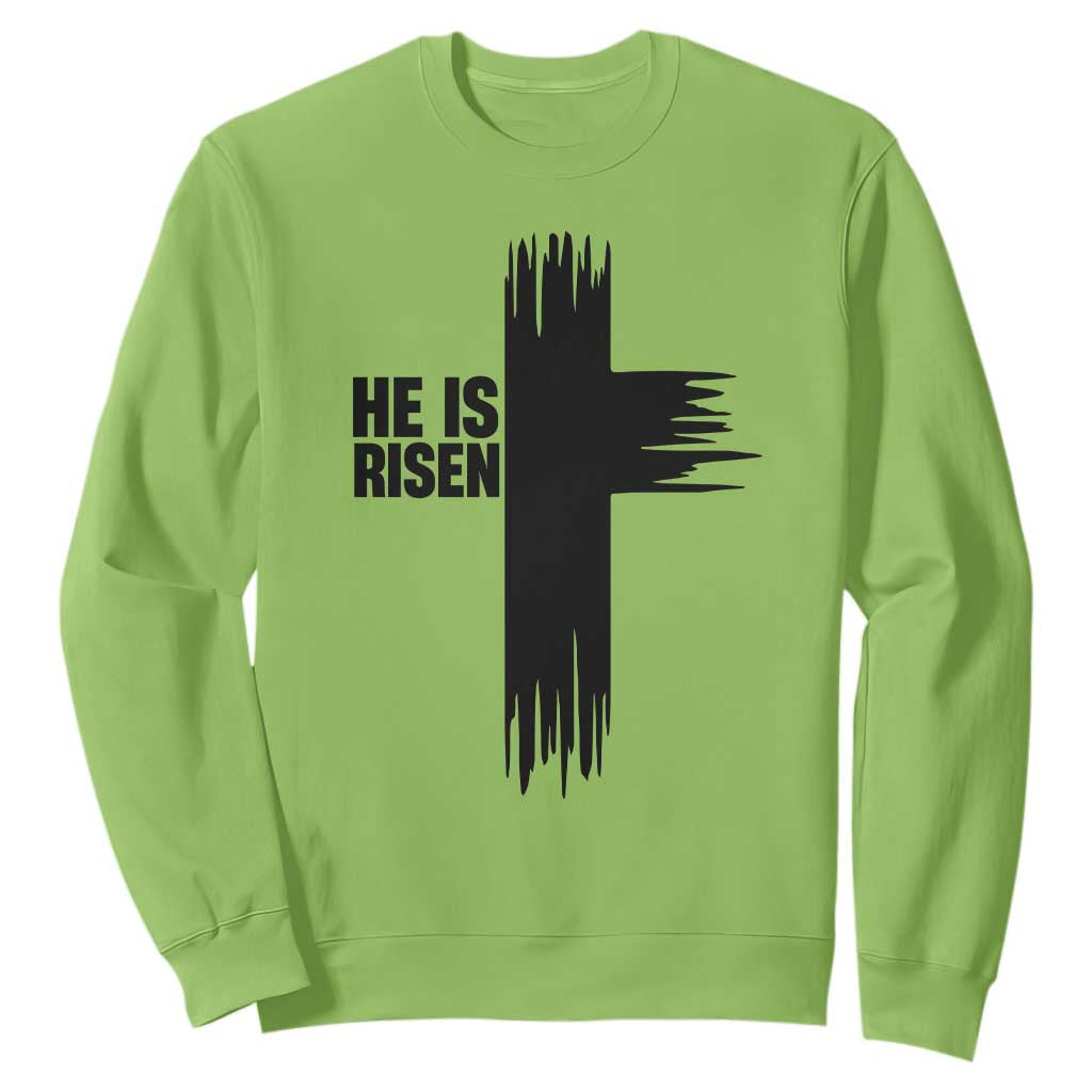 He Is Risen Sweatshirt Christian Easter Cross TS10 Lime Print Your Wear
