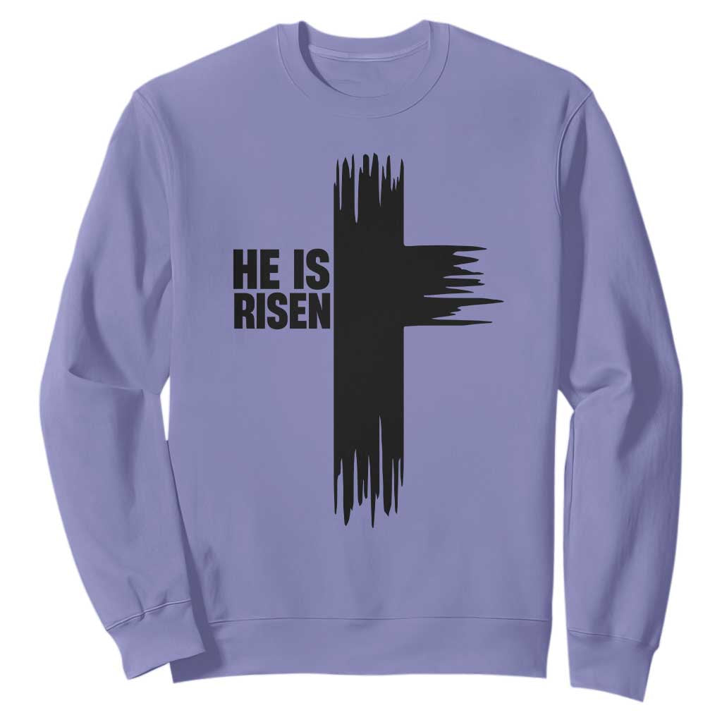 He Is Risen Sweatshirt Christian Easter Cross TS10 Violet Print Your Wear